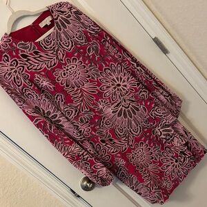 NWT LOFT Red/pink Floral Dress